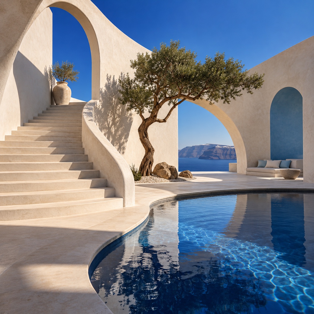 Illustrative architectural scene with wide framing and defined edges