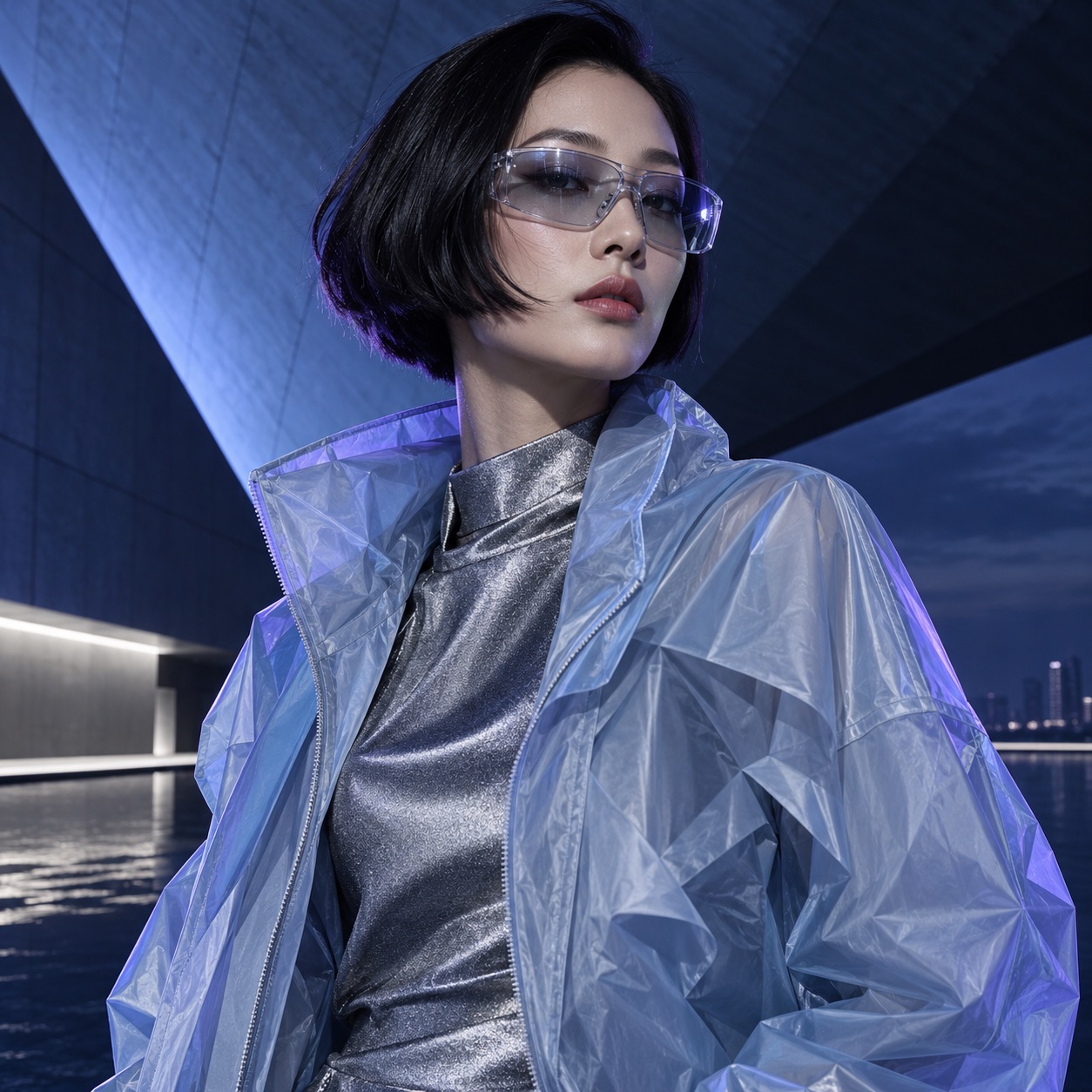 Illustrative editorial fashion composition in a minimal setting